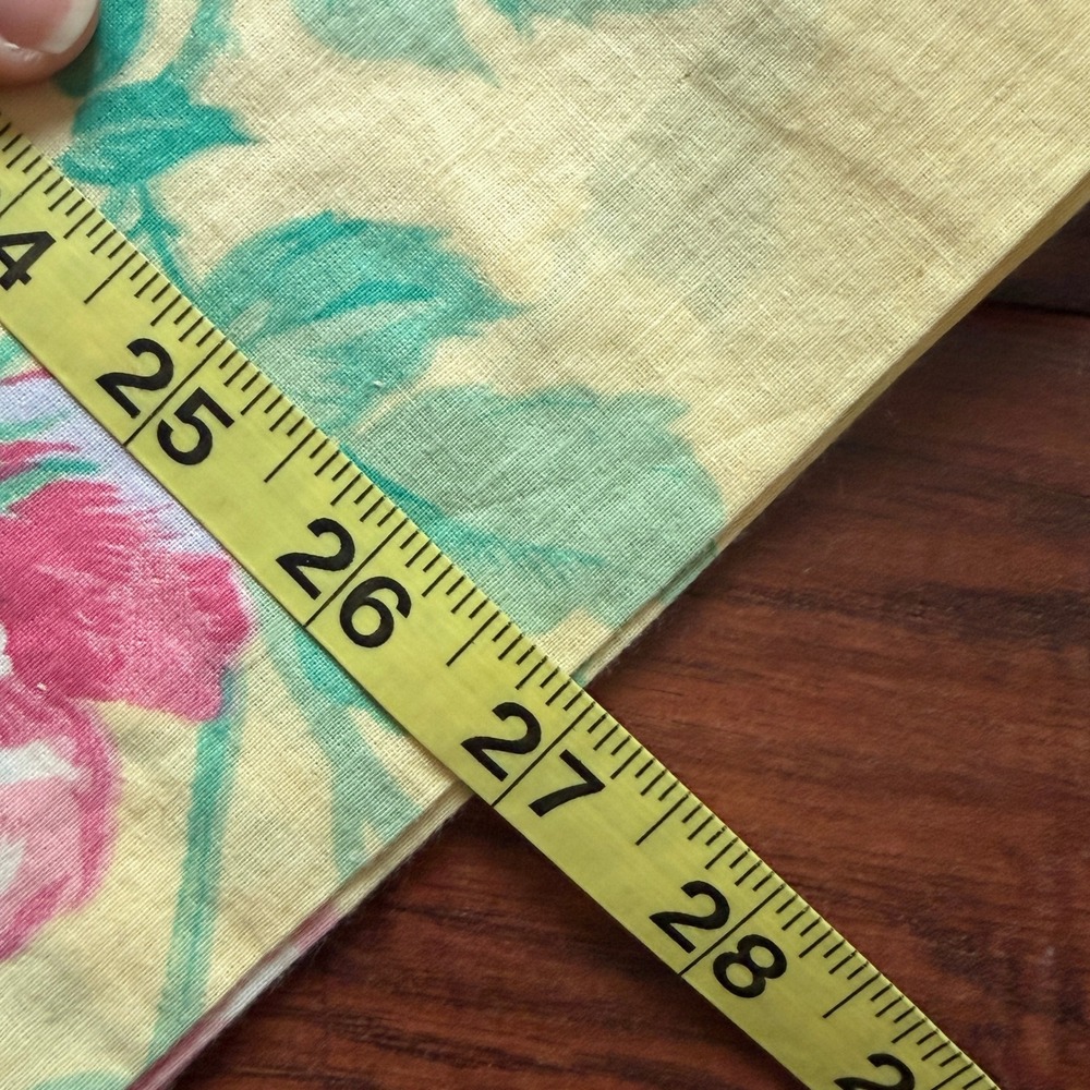 Vintage Yellow Floral Rose Hydrangea Midi Skirt Small Made USA Cotton Grannycore - Picture 5 of 5